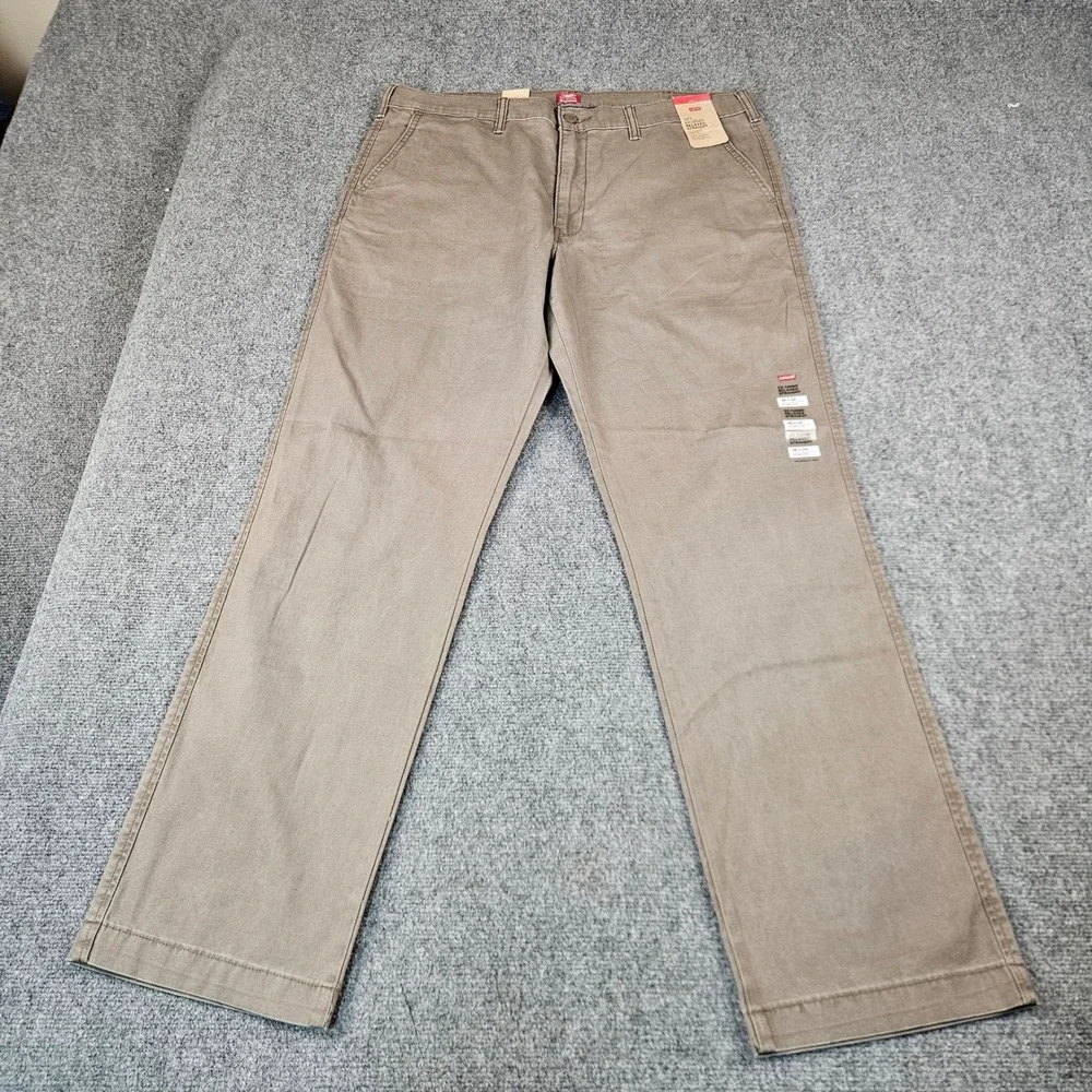 Levis XX Chino Relaxed Straight Pants Mens 38x34 Brown Stretch 001K50046 NEW